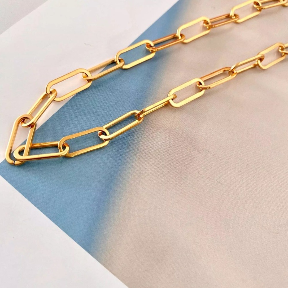 Paperclip trendy chunky gold necklace